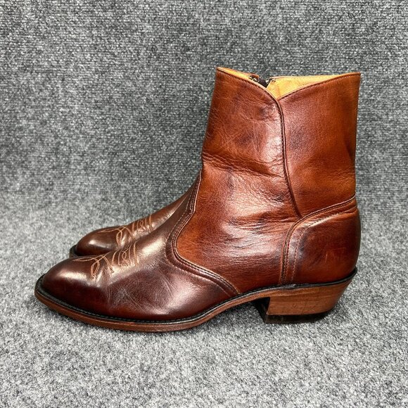 Boulet Ranch Hand Western Boots Men's Size 10 Brown Leather Zip Dress Cowboy - Picture 4 of 14